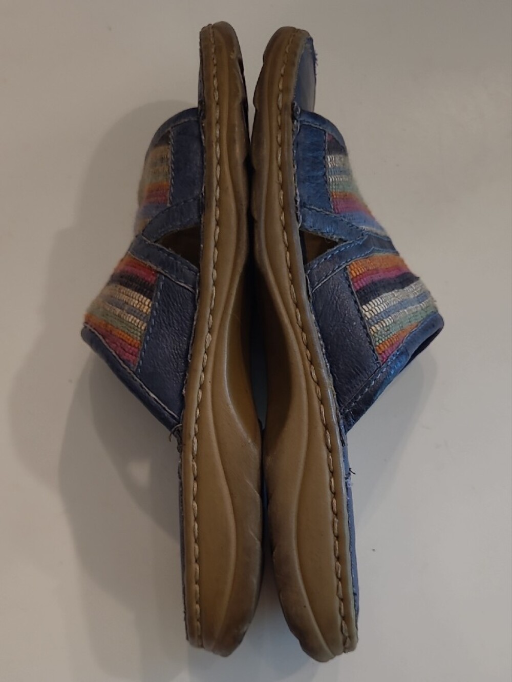 Earth Shoe Gelron2000 Tahoe Slide Sandal Multicolor Striped Print Straps - Picture 14 of 17